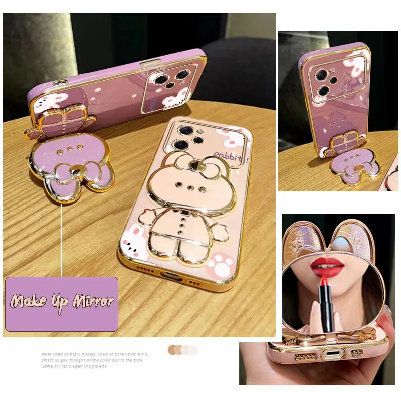 Elegant Diamond Rabbit Wrist Strap Phone Holder Case with Stand Cover