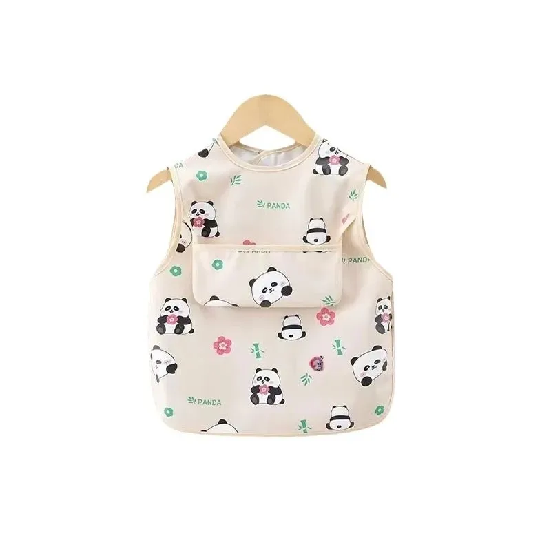 Waterproof PU Children's Apron Sleeveless Reversable Eating Dirt Resistant Feeding Smock Baby Toddler Clothing Accessories