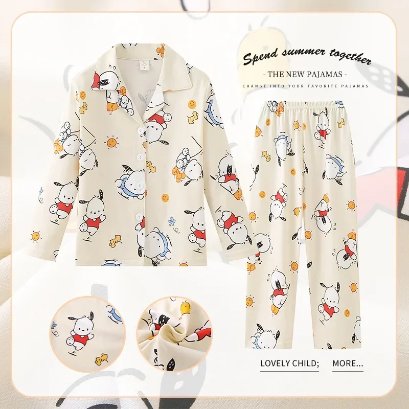 Pijamas de Pokemon Pikachu de Anime nuevo para niños, modelos de primavera y otoño, cárdigan de manga larga, ropa de descanso, traje, regalos para niños y niñas, 2023