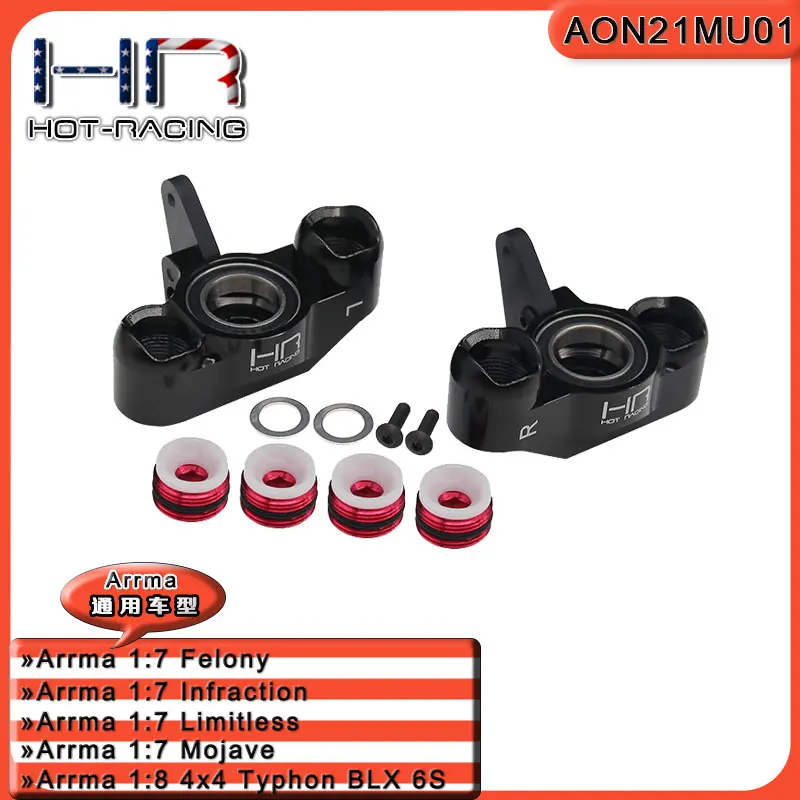 

Hot Racing heavy duty aluminum steering blocks (axle carriers) with carbon fiber steering arms for 1/7 Arrma Felony Infraction