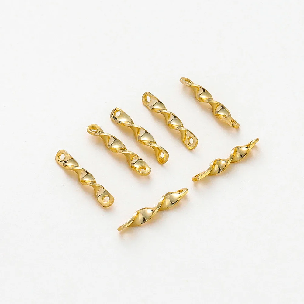 

Латунные позолоченные витые шатуны с двойным отверстием, 30 шт.