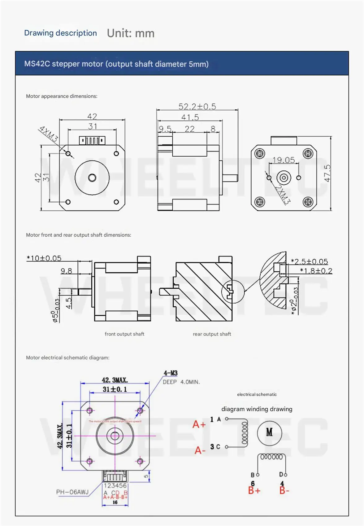 WHEELTEC MS42C Stepper Motor
