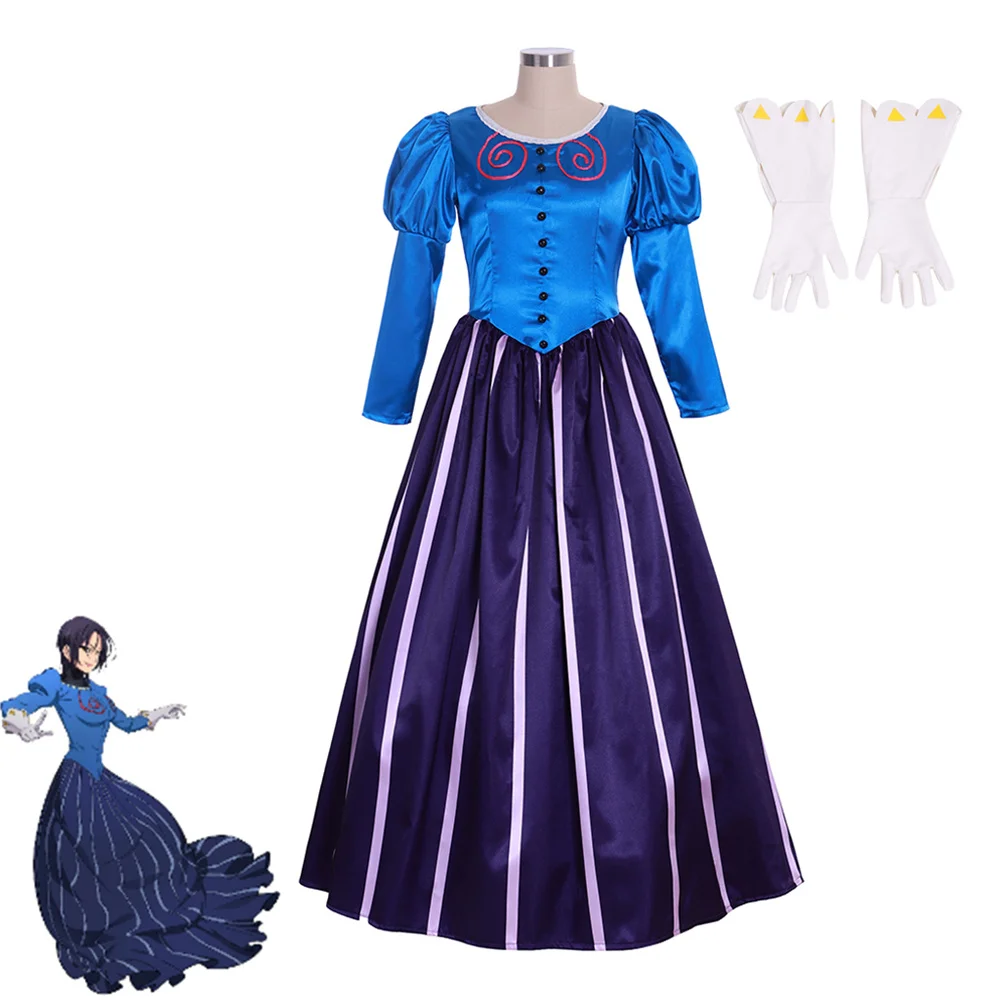 

Anime The Seven Deadly Sins Merlin Cosplay Costume Adult Women Vintage Patchwork Dress Halloween Carnival Party Ball Gown