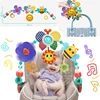 Crib Hanging Bell Stroller Arch Clip Foldable Sunflower Baby Interactive Rainbow Toys Infant Grab Exercise for Son Daughter Gift 1