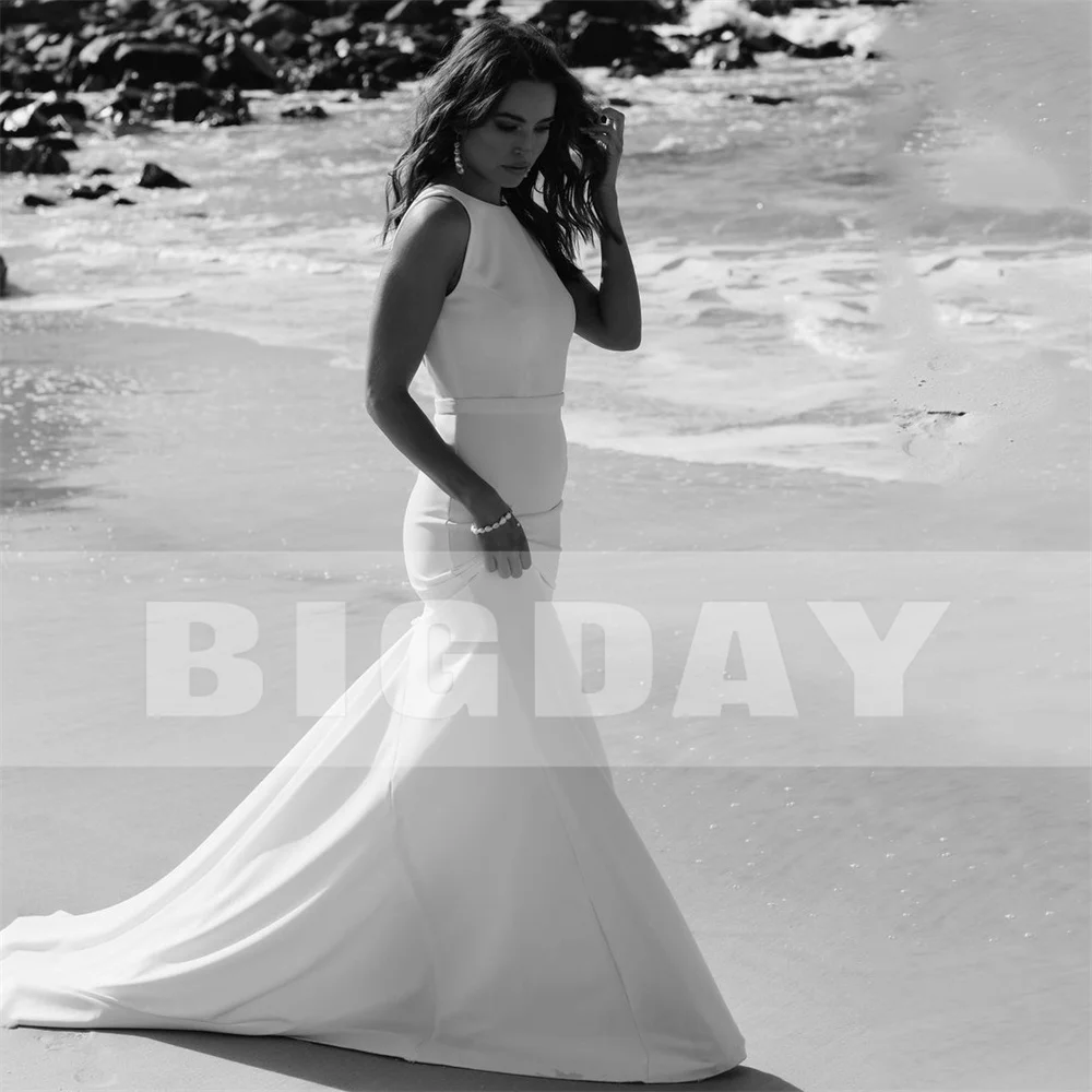 Classic Mermaid Wedding Dress 2025 O-Neck Sleeveless Open Back Spaghetti Straps Bridal Gown Train Vestido De Noiva Customized 13 S29bedb78e1dd4a3c83230cb2c8e77583h