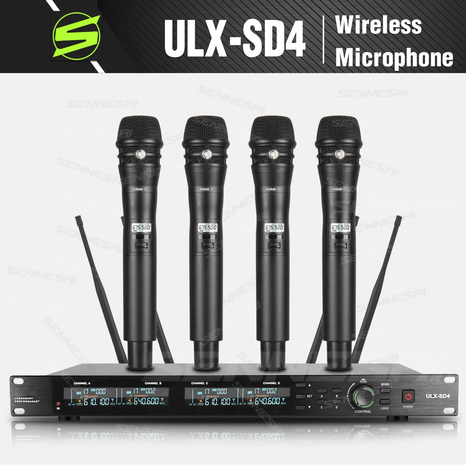 

TOP！ULX-SD4 KSM8 Wireless Microphone (Whole Metal) 4 Channels UHF Professional Mic Dynamic Handheld For Party Karaoke Church