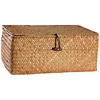 Handmade Wicker Woven Storage Box Rattan Storage Finishing Basket with Lid Sundry Bath Cosmetic Towel Container Laundry Basket 3