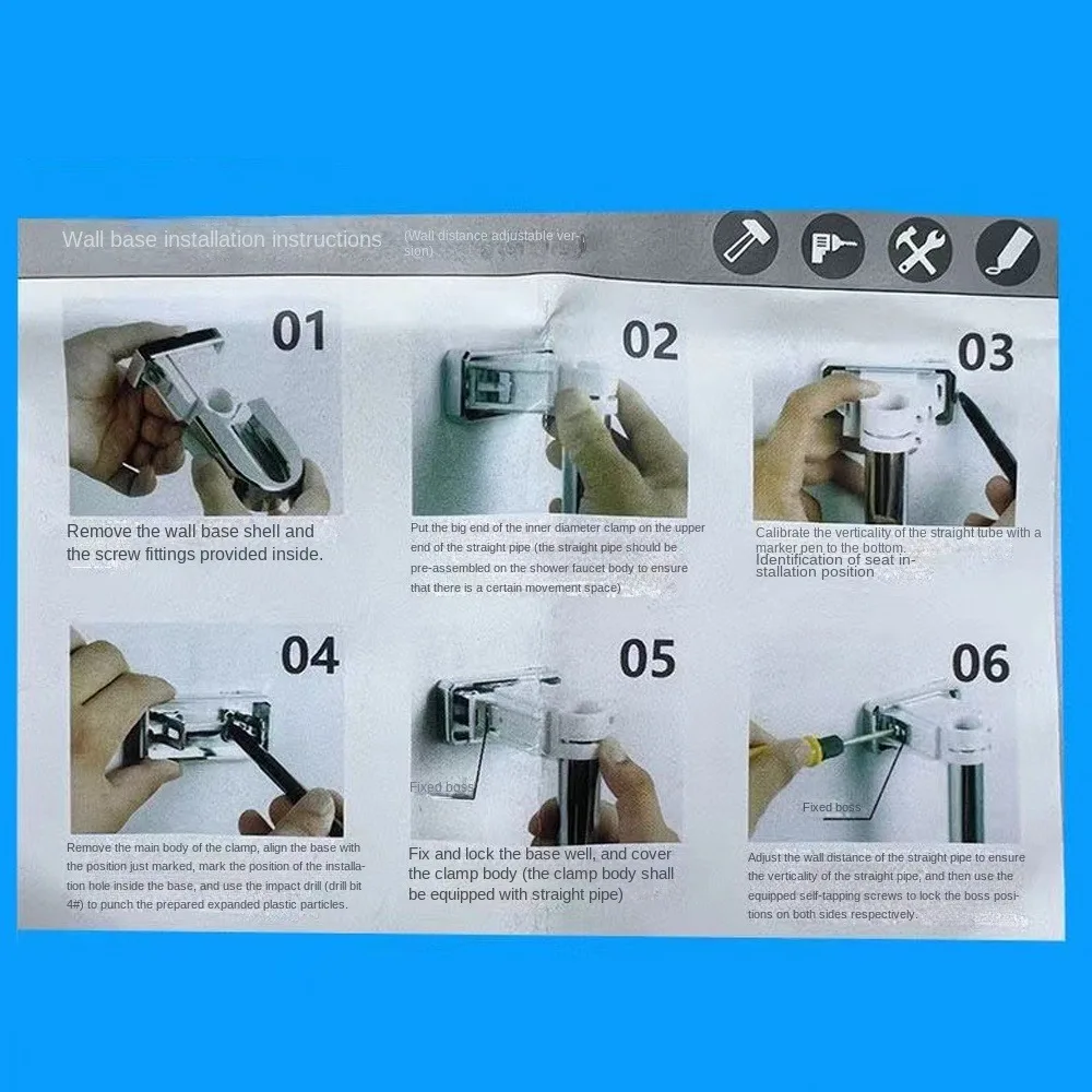 Description Picture 4 of itemCreative Shower Rod Holder Plastic Rail Bar Stand Clamp Portable Adjustable Bath Pipe Lift Rod Fixed Base Bathroom Hardware