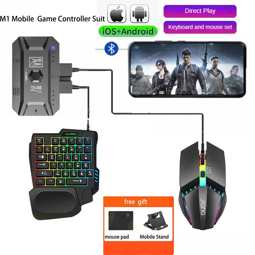 

Конвертер для клавиатуры и мыши M1 Pro, портативная игровая клавиатура для мобильных телефонов, подходит для большинства мобильных игр, Поддержка Android и iOS
