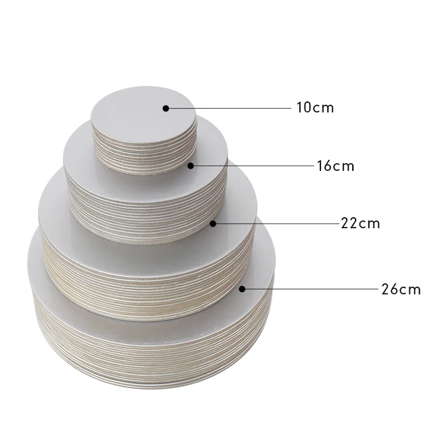 10/16/22/26cm Golden Silvery Round Cake Boards Circle Cardboard Base Cupcake Dessert Tray Birthday Party Cake Decorating Supplie 4