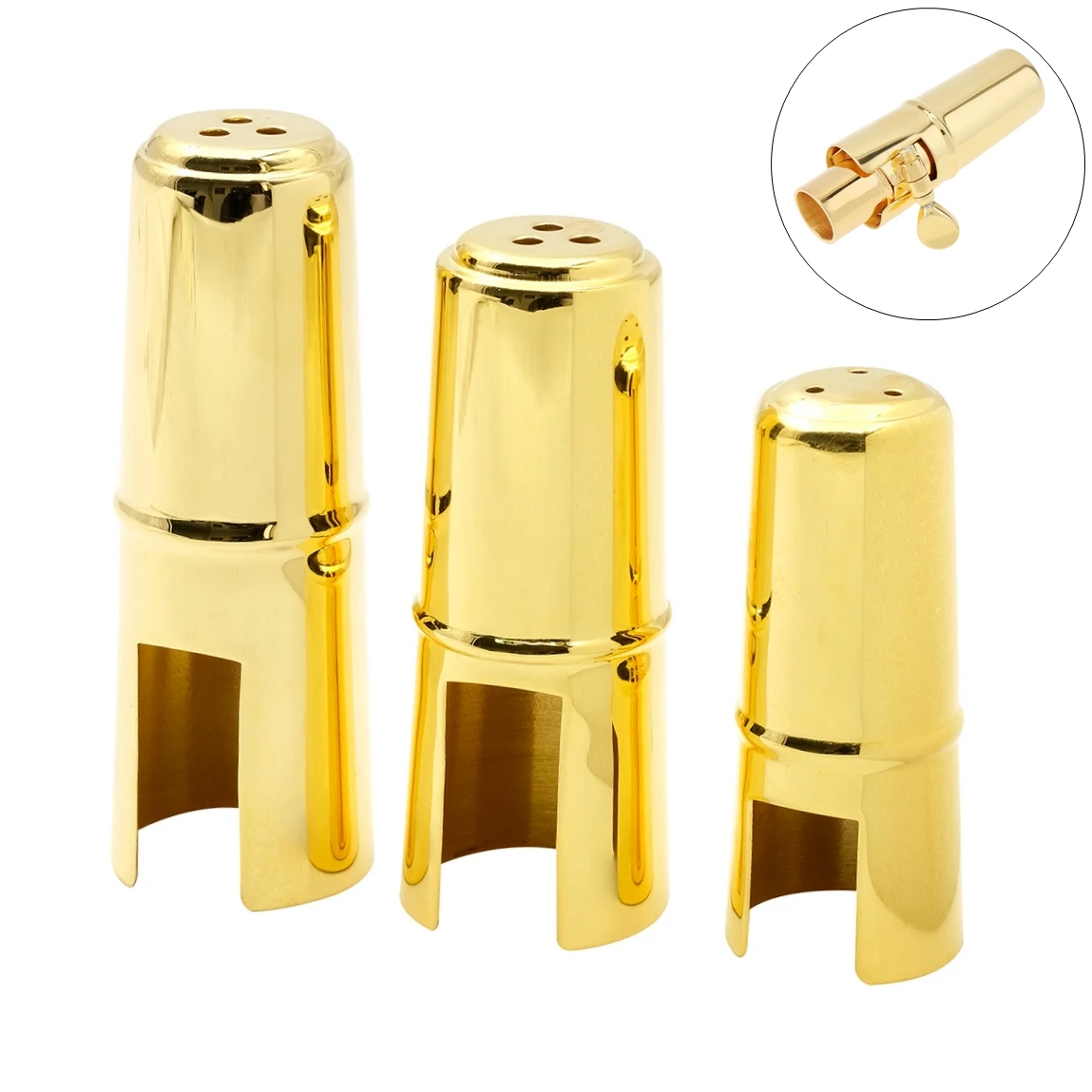 Saxophone Mouthpiece Cap  Alto / Soprano / Tenor Brass Gold Plated Protective Cap for Metal Sax Mouthpiece practical tenor tone saxophone mouthpiece set with cap clip reed 2pcs teeth pad for universal saxophone