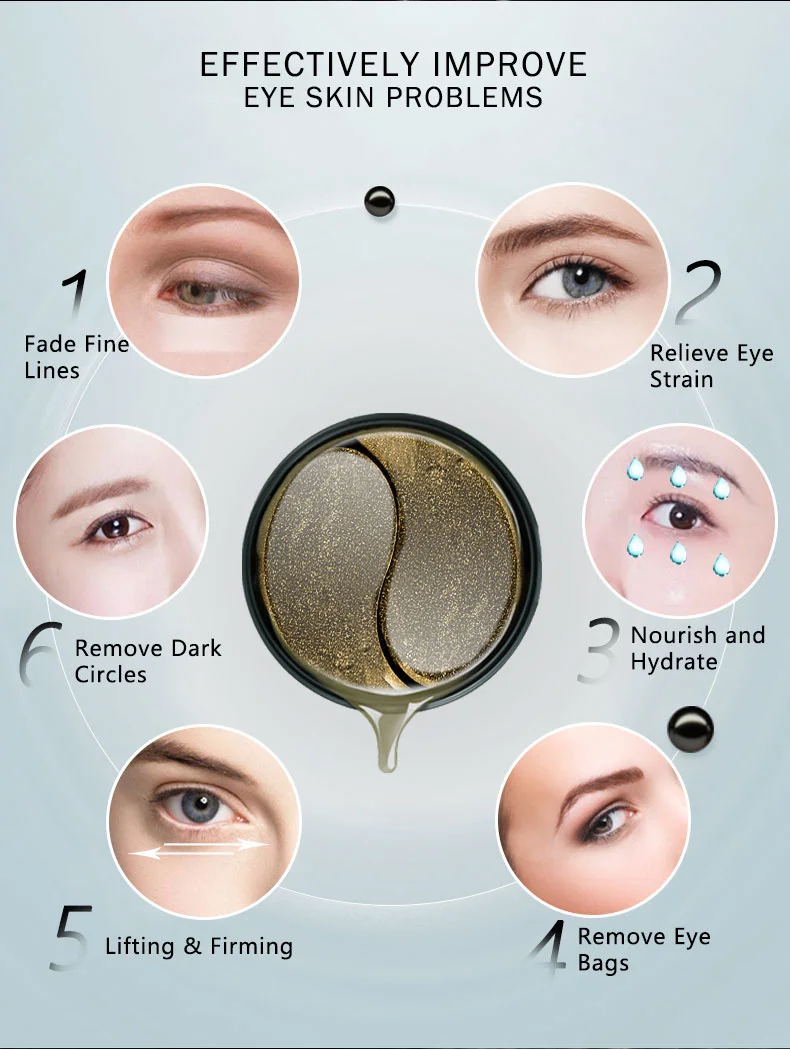 ARTISCARE Eye patches Hyaluron Acid & Gold & Seaweed & Black Pearl Anti Wrinkle Dark Circles Crystal Collagen Gel Eye Masks