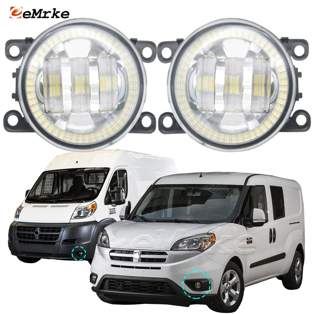 LED Car Fog Lights Assembly for Dodge Promaster City,RAM Promaster 1500/2500/3500 2014~2022 Angel Eyes DRL Daytime Running Lamp 1