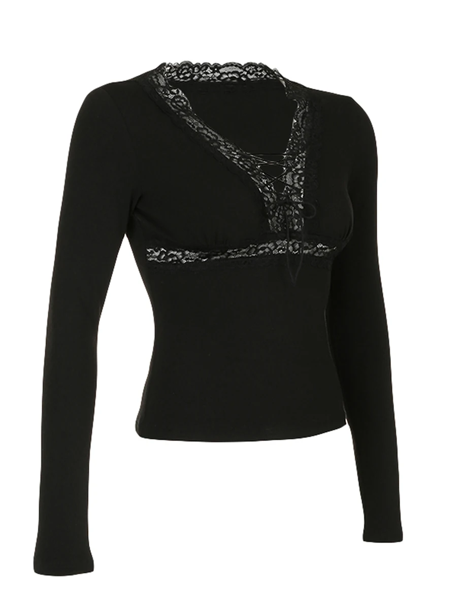 

Винтажные кружевные рубашки в стиле пэчворк, волнистые топы с подолом и оборками, Y2k, гранж, блузки с завязками спереди, уличная одежда