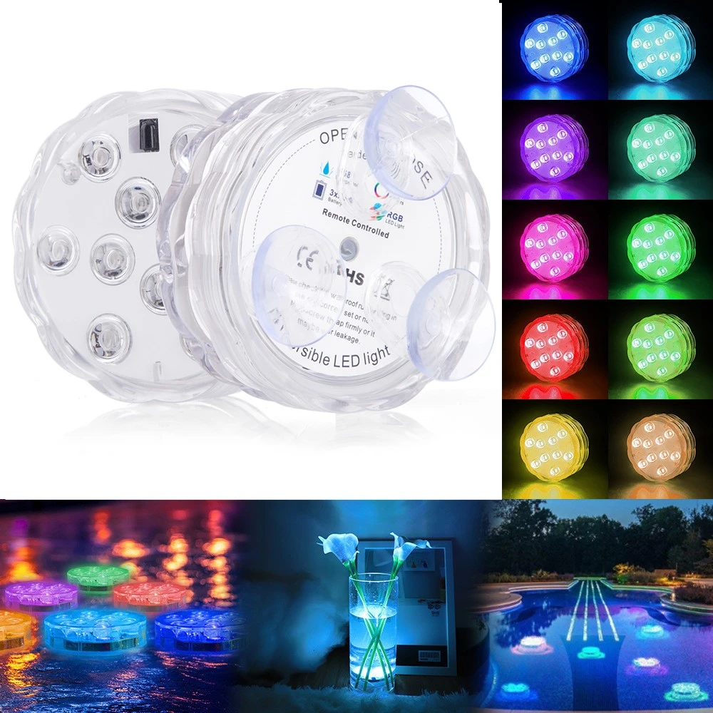 10 leds RGB Submersible Light Swimming Pool Light Underwater Night