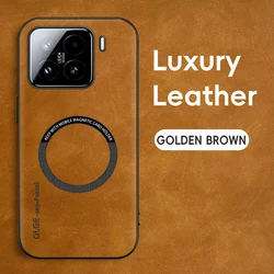 Magnetic Retro Leather Soft Phone Case with Wireless Charging Compatibility for Xiaomi17 Pro Max (Brown)