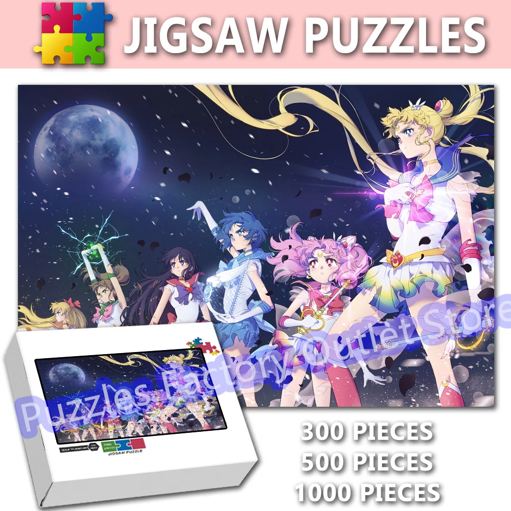 Sailor Moon Jigsaw Puzzles Japanese Beauty Girl Sailor Mercury Sailor Mars Figure Puzzle Kids Intellectual Toys Christmas Gifts 2
