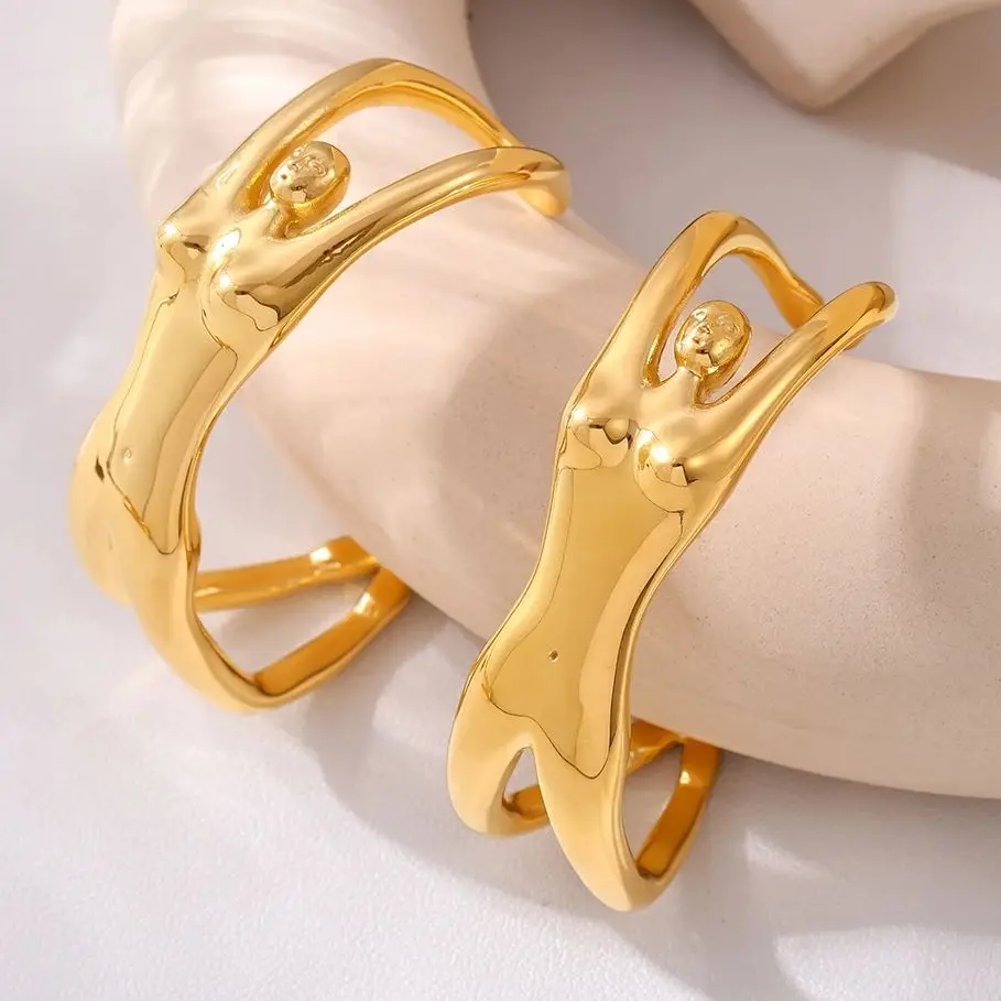 Stainless Steel Bracelet Bangle For Women 316L Shiny Heavy No Tarnish Fashion Jewelry