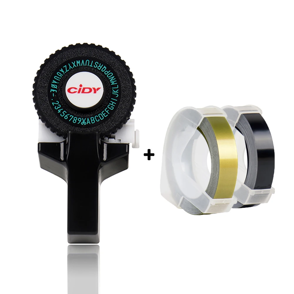 CIDY C101 3D 엠보싱 라벨 메이커 DIY 수동 타자기 Cidy C-101 Dymo 3D 테이프 용 2 롤 9mm 라벨이있는 자체 접착 프린터