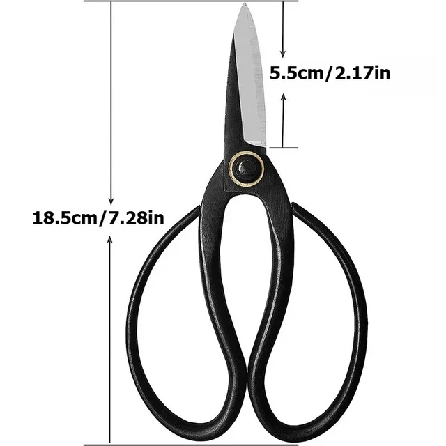 7.3-Inch Black Bonsai Scissors - Carbon Steel Home Gardening Pruners for Branch Pruning, Flower Arrangement & Plant Care 3