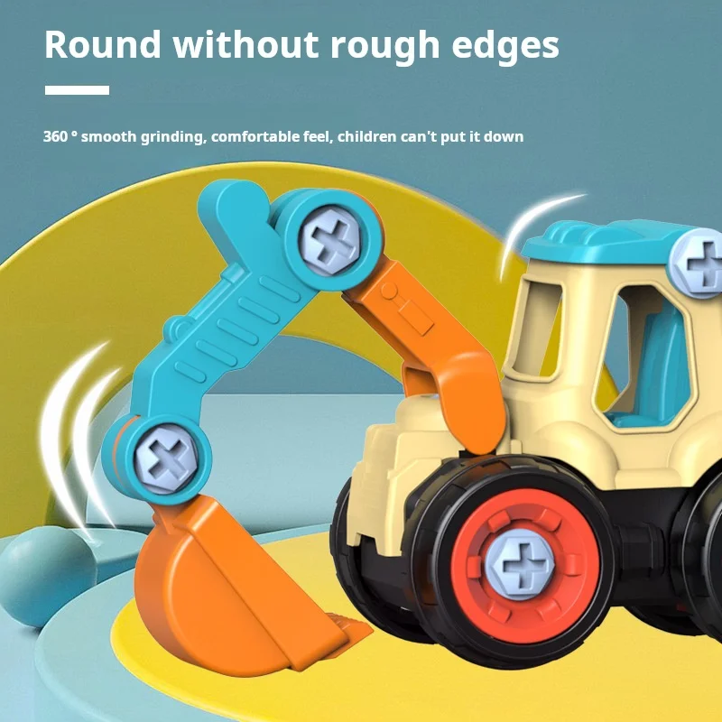 Construction Vehicle Toy Set DIY Engineering Truck Kit Battery-Free Mini Excavator Model Birthday Baby Shower Gift for Boys Kid