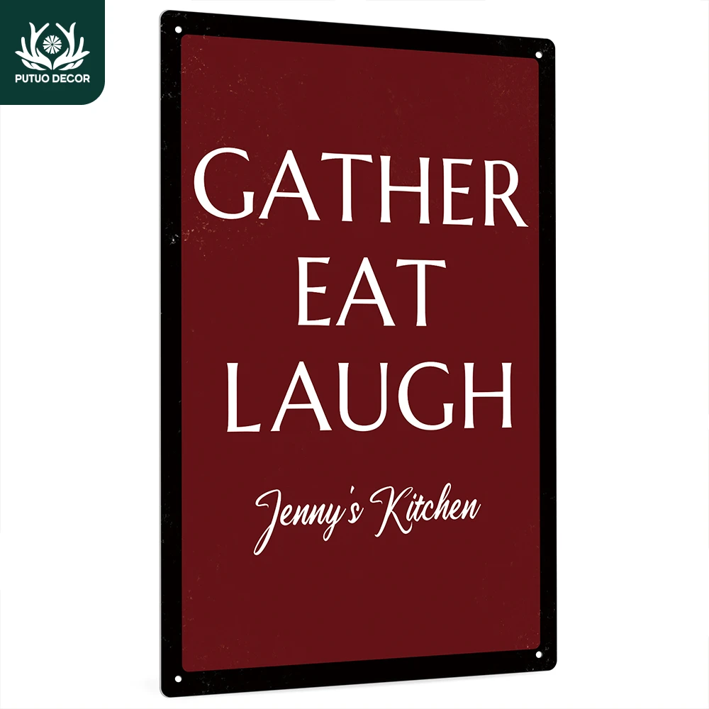 

Putuo Decor Custom Kitchen Sign, Kitchen Wall Decor for Home, Bar, Pub, Cafe, Custom Name, 12x8 Inches Metal Sign, Vintage Red
