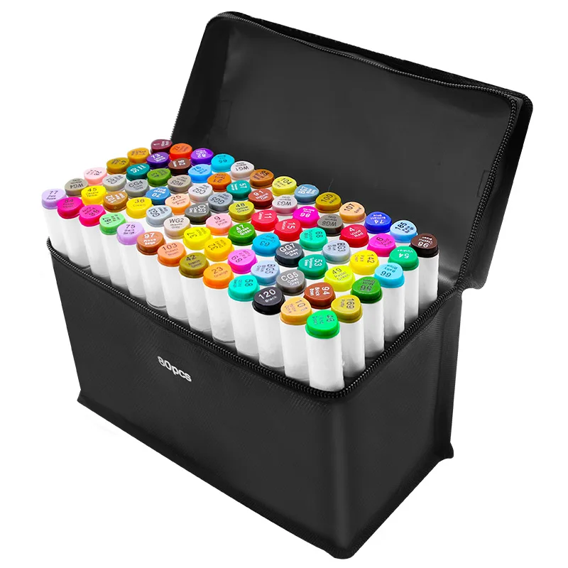 48/60/80/168 Colors Markers Manga Sketching Markers Alcohol Felt Dual Brush Pen Art School Supplies Drawing Set