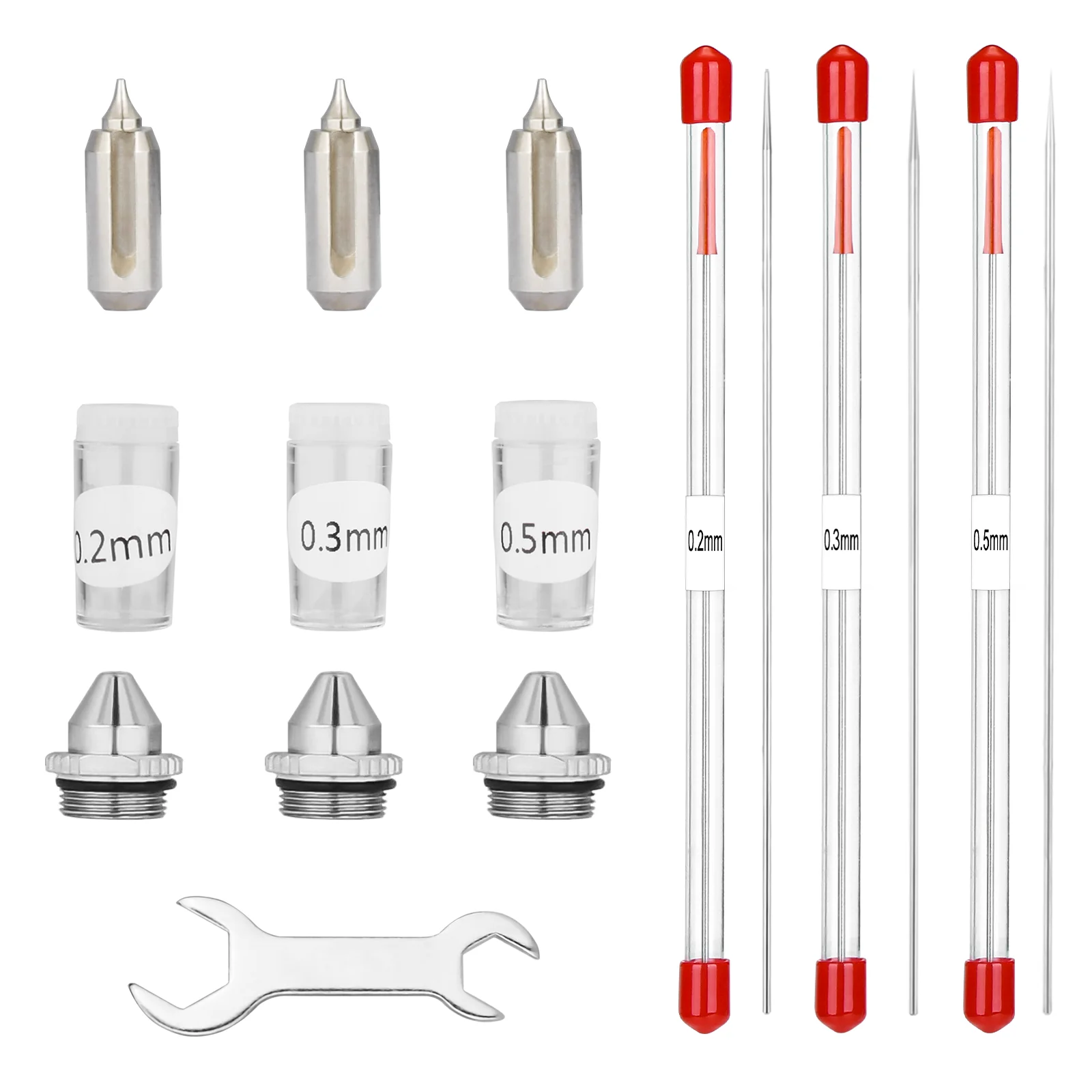0.2mm, 0.3mm, 0.5mm Airbrush Nozzle Needle Replacement Parts for