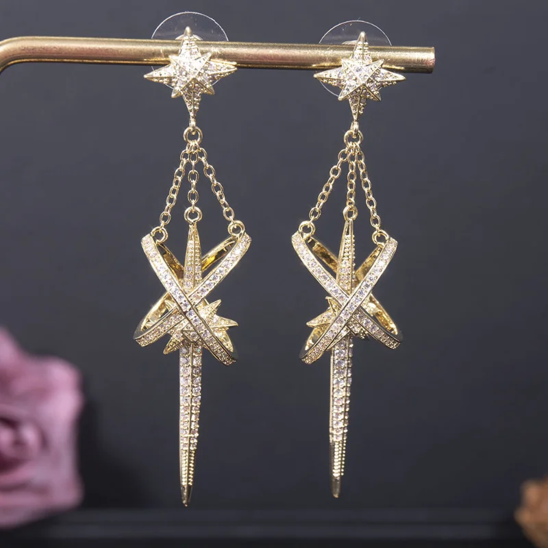 

Микро полная циркониевая Хрустальная Шестигранная искусственная Серебряная игла 925 пробы с золотым покрытием лучшие ювелирные изделия для женщин искусственная свадьба