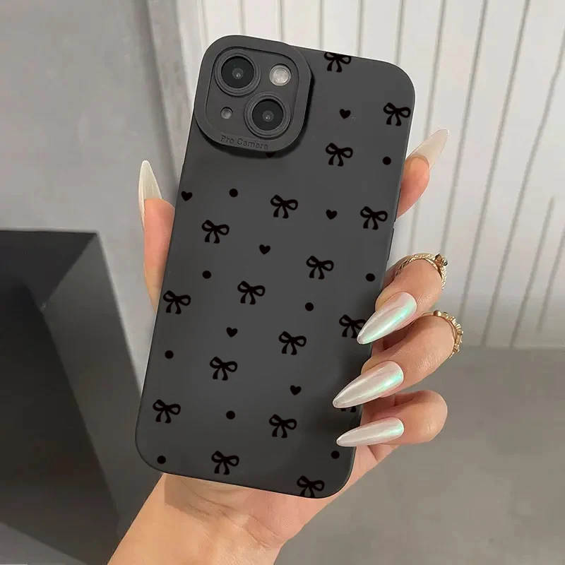 Elegant Black Bow Shockproof Silicone Phone Case – Soft and Durable Cover