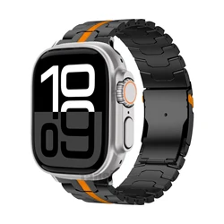Sleek Titanium Business Wristband Bracelet - 38 40 41mm (Black Orange 2)