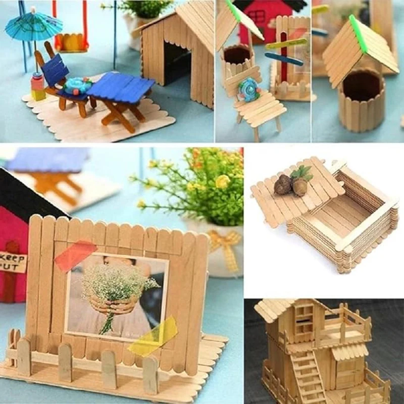 100/350PCS Cream Wooden Sticks for Ice Cream Bars New Summer Hot Sales Mini Silicone Ice Cream Popsicle Mold Kitchen Accessories