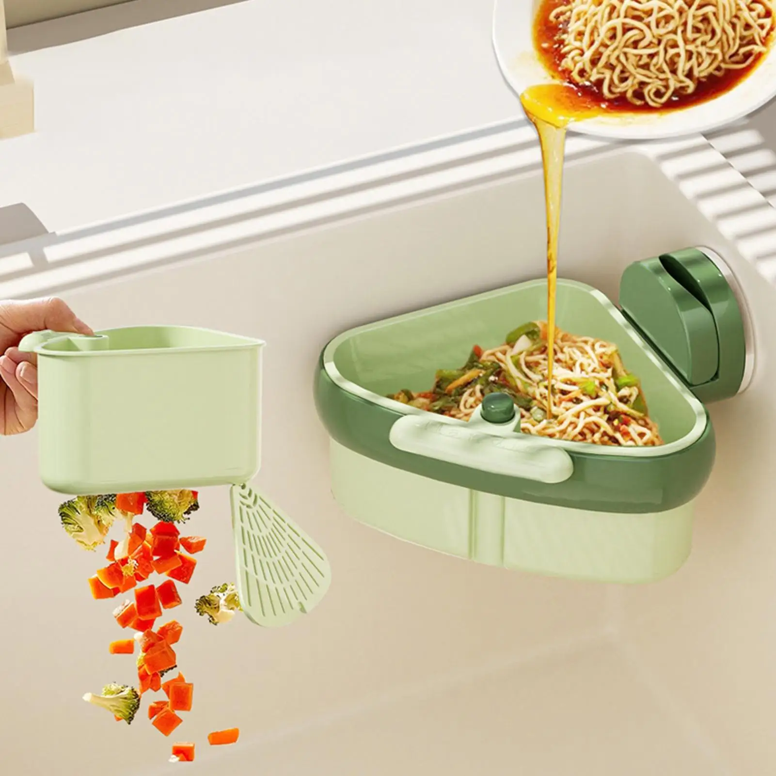 Corner Sink Strainer Suction Cup Sink Strainer Basket for Food Waste Suction Cup Sink Corner Rack Sinks Trash Waste Catcher