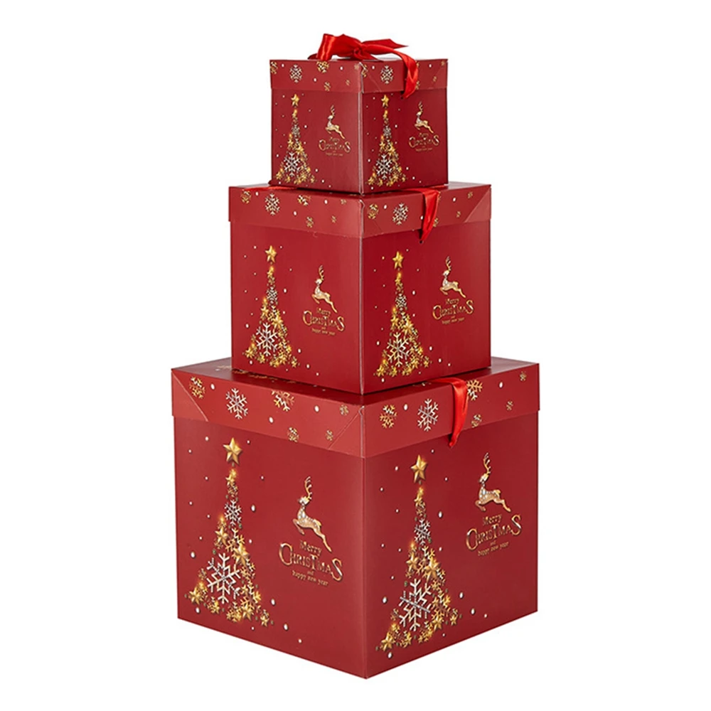 3pcs Christmas Nesting Gift Boxes with Lid Christmas Eve Box Xmas Nested  Box Set 3 Pack Empty Advent Calendar Candy Box - AliExpress