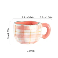 300ML Korean Style Hand Pinched Irregular Ceramic mug Hand-painted Flower Heart Coffee Cup Breakfast Milk Afternoon tea cup Gift 6