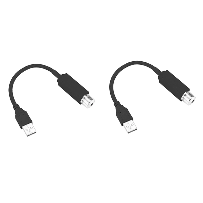 2X Car Led Starry Sky Lights Car Interior Atmosphere Soffitto Night Star Light Lamp Usb Atmosphere Lights (Blu)