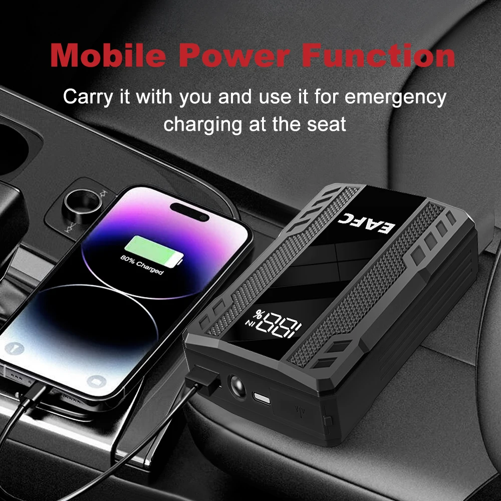 Car Jump Starter 2000A Battery Charger 1200A/1000A for 12V Vehicles Starting