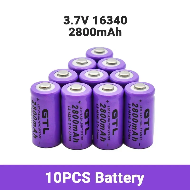 100% New original 16340 Battery CR123A 16340 Battery 2700mAh 3.7V Li-ion Rechargeable Battery+16340Charger