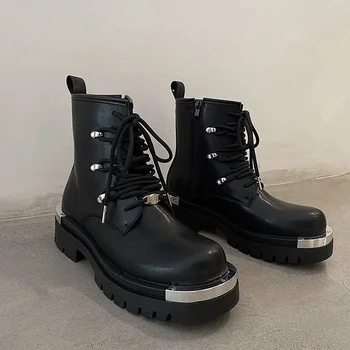 Nuovi stivali con plateau da uomo in stile originale Stivali in pelle con rialzo di altezza alla moda Scarpe derby firmate da uomo Stivali robusti da uomo da strada 1