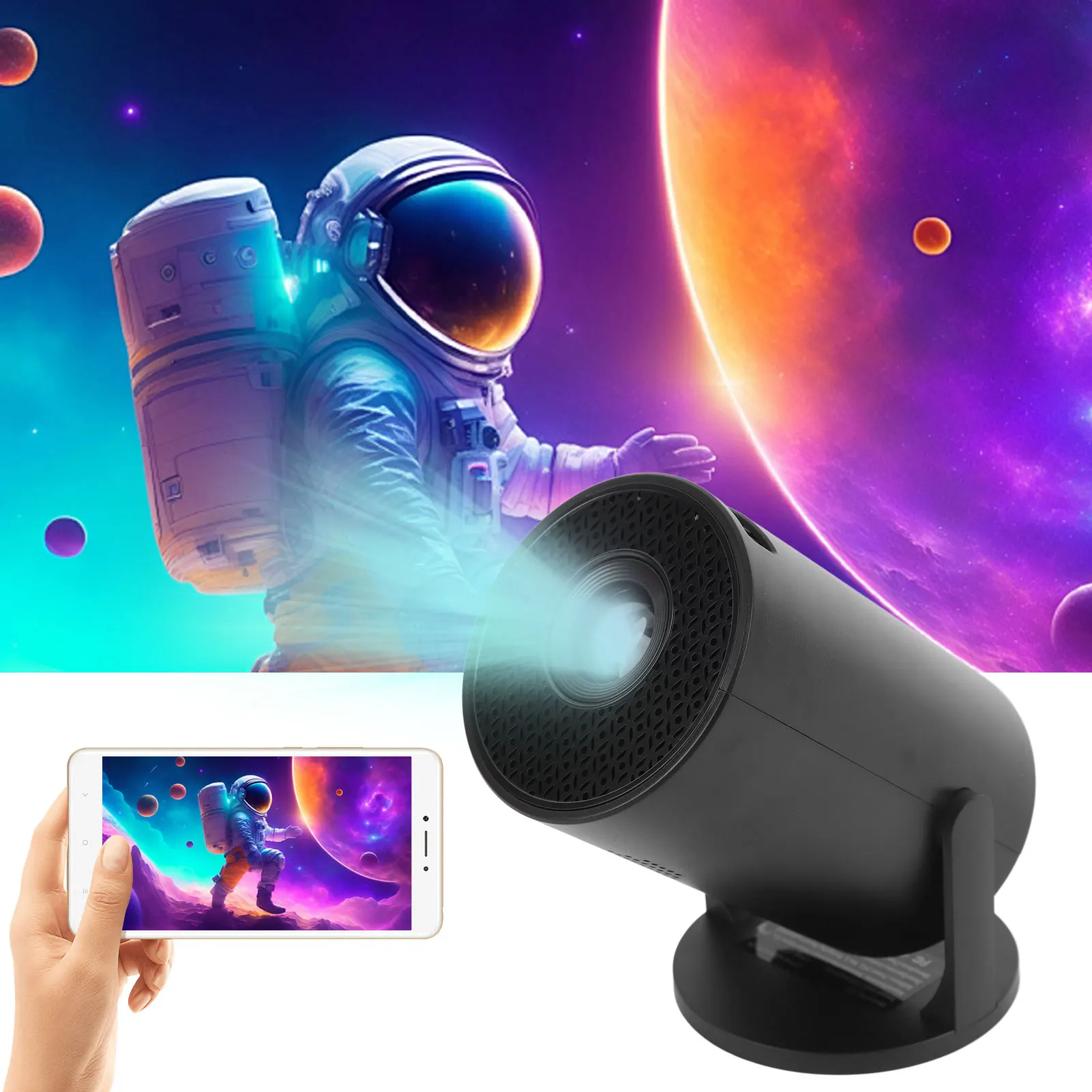 Video Projector Bluetooth Wireless Fidelity 1080P 270 Degree Adjustable USB TV Sticks Small Projector for Laptop PC Smartphone