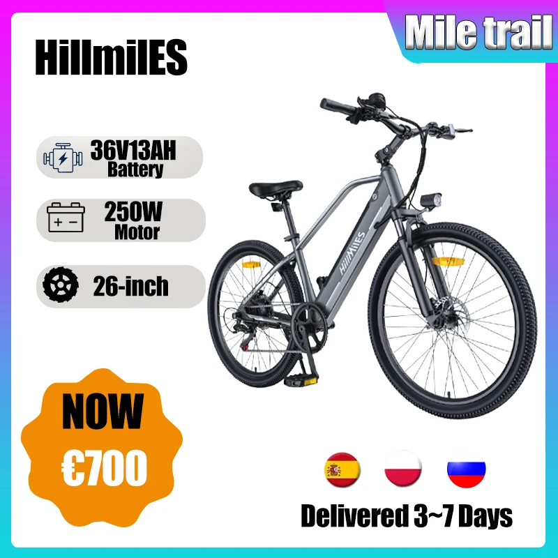 Vélo Électrique - HILLMILES - MileTrail 1 - 26 - Batterie Amovible 36V 13Ah - Autonomie 100km - Sport