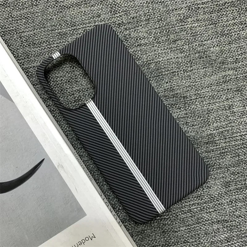 Slim Smooth-Touch Carbon Fiber Texture Case with Striped Patchwork Design - Shockproof Protective Cover