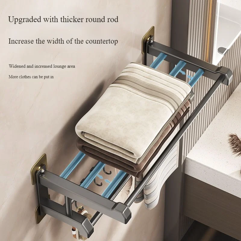 Towel Rack Bathroom No Drilling Towel Rack 40/50/60cm with Hook Multfuntional Wall Mounted Shelf Storage