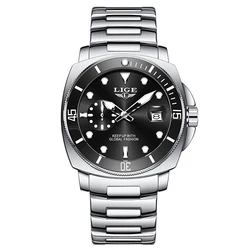 Elegant Men's Luminous Waterproof Business Watch with Calendar in Gift Box (Silver black)