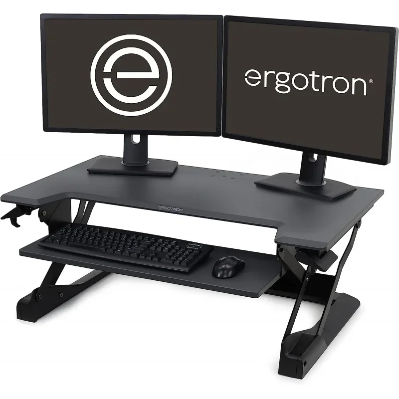 

Стоечный преобразователь Ergotron WorkFit TL, двойной монитор, стоечный столешница для столешниц, Ширина 37,5 дюйма, черный