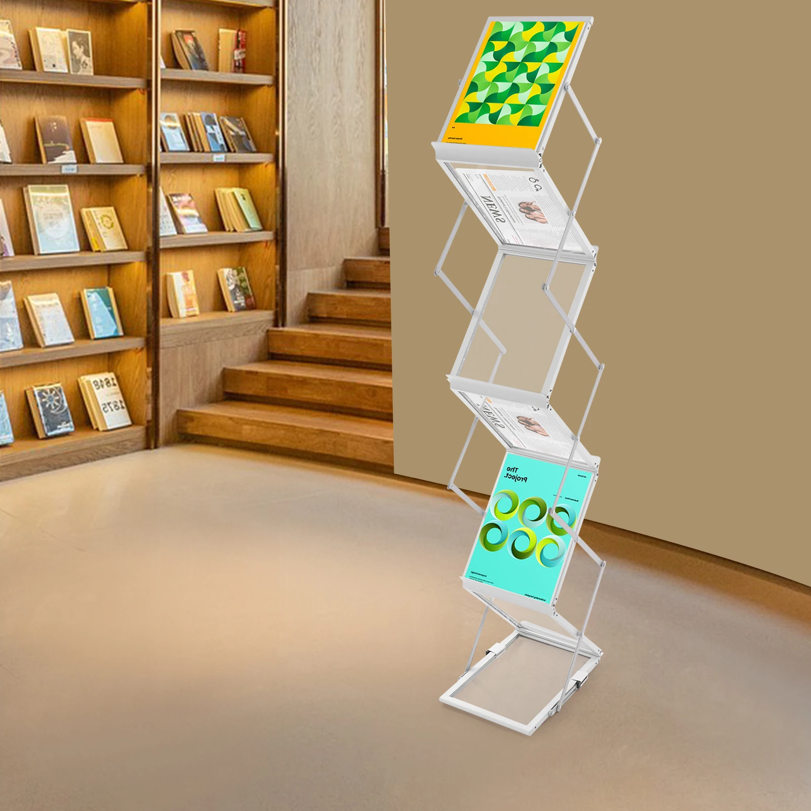 Faltbarer Zeitschriftenständer, Beurspräsentationsständer, Präsentationsständer für Ausstellungen, Literatur, Broschürenständer – Detail 2