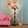 1:12 Dollhouse Retro European Style Mini LED Lamp Double-head Flower Ceiling Light Lamp Live Room Standing Lamp (with Battery) 2