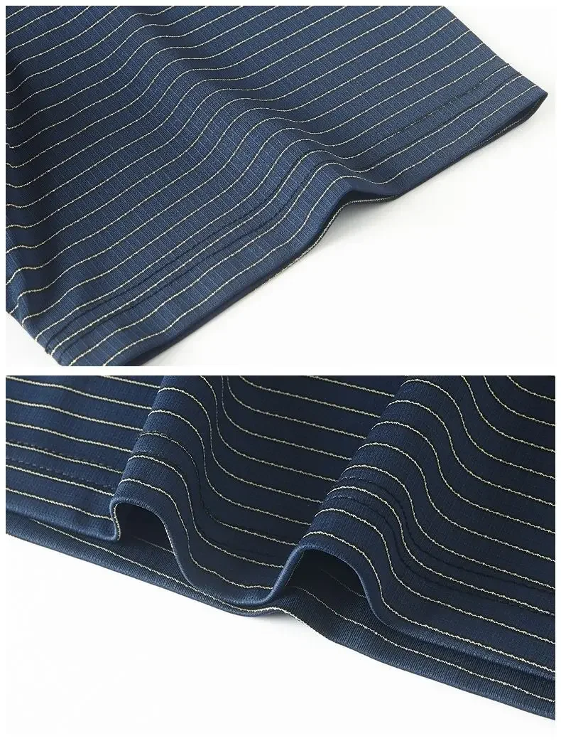 Dad's Top Summer Ice Silk Men's Thin Versatile Breathable Striped POLO Shirt Dad's Casual Short-sleeved Top 23 S29c0c15b0c6f4640af11159628658679o