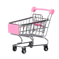 Supermarket Hand Trolley Mini Shopping Cart Desktop Decoration Create Handicraft Ornaments Storage Toy Gift New 2023 1