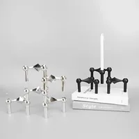 Luxury Candlestick Holders 10cm Small Stand Nordic Stainess steel Candlestick for Stick Skinny Candelabra Set Living Room Decor 5